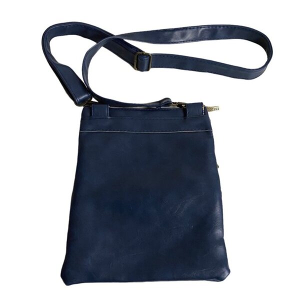 Kangaroo Three Zip Blue Shoulder Bag - Picture 2 of 5